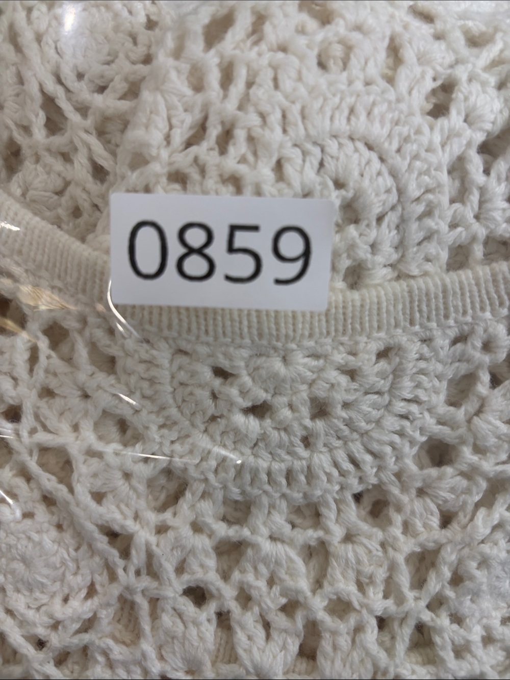 Ivory Crochet Swim Cover-up (M) - Picture 6 of 6